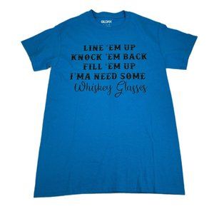 T-Shirt Adult Small S Blue Short Sleeve 100% Cotton Whiskey Drinkin' Country